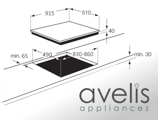 915 HOB Avelis 90cm 6 Burner Stainless Steel Gas Hob With 2 Dual Wok Burners