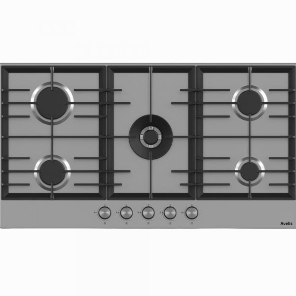Untitled (1000 x 1000 px) (2) (1) Avelis 90cm 5 Burner Stainless Steel Gas Hob With Central Wok Burner