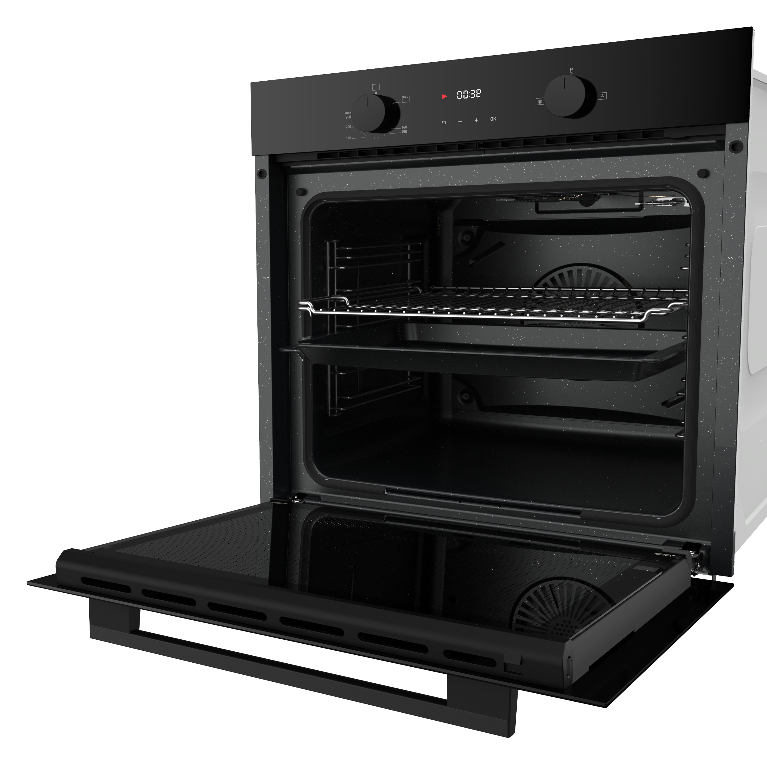 Avelis 60 cm black glass oven front view