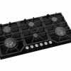 vp-h906bl-isometric.jpg Avelis 90cm 6 Burner Black Glass Gas Hob With 2 Dual Wok Burners