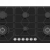 vp-h906bl-top-down.jpg Avelis 90cm 6 Burner Black Glass Gas Hob With 2 Dual Wok Burners