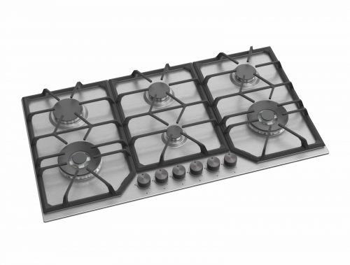 Avelis 90cm 6 Burner Stainless Steel Gas Hob With 2 Dual Wok Burners