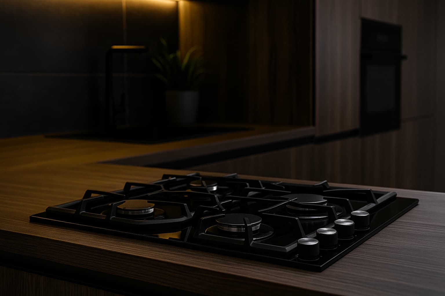 Avelis 6-burner black glass hob