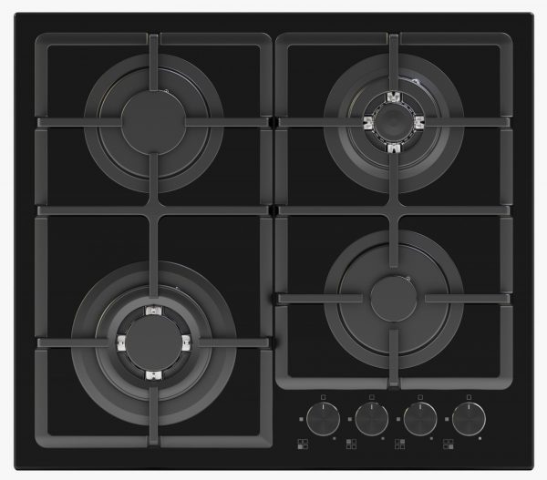 Avelis 60cm Gas on Glass Built-In Hob – 4 Burner with Dual Wok Power