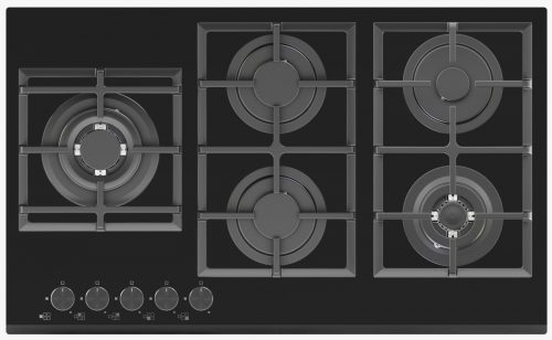 Avelis 90cm Gas on Glass Built-In Hob – 5 Burner with Dual Wok Power