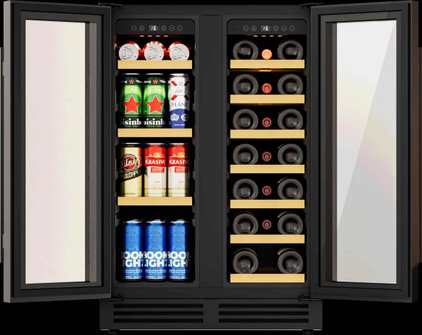 Avelis 60cm Dual Zone Wine and Drinks Cooler - Black Glass