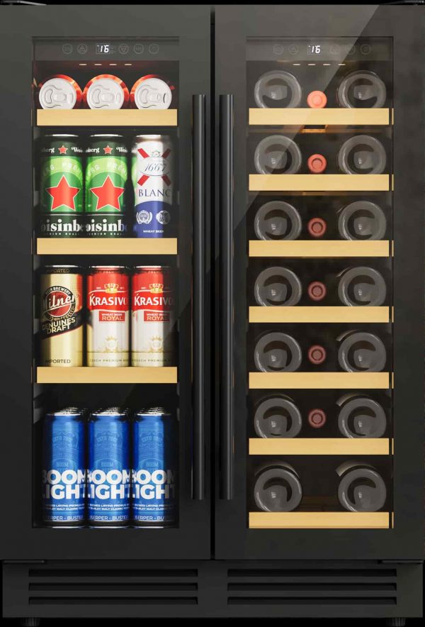 Avelis 60cm Dual Zone Wine and Drinks Cooler - Black Glass