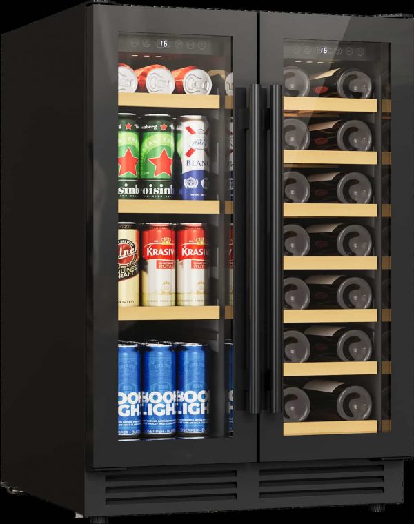 Avelis 60cm Dual Zone Wine and Drinks Cooler - Black Glass