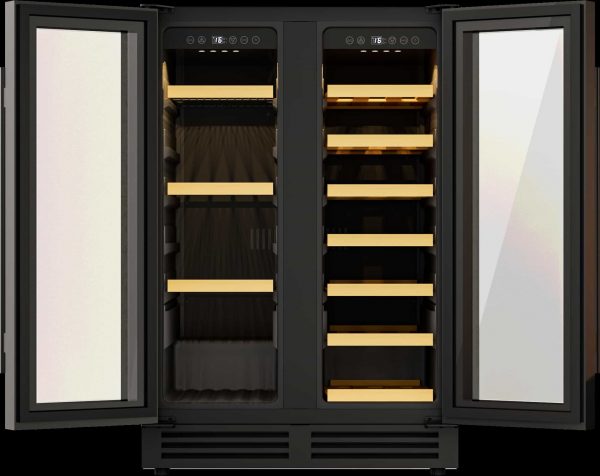 Avelis 60cm Dual Zone Wine and Drinks Cooler - Black Glass