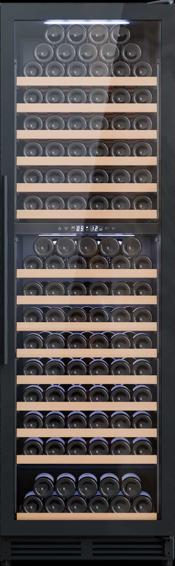 Avelis Dual Zone Wine Cooler - Black Glass - 600 x 1950mm