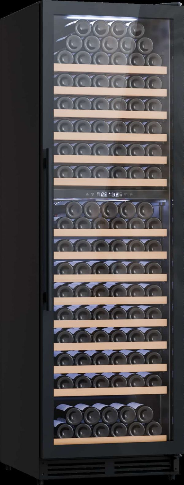 Avelis Dual Zone Wine Cooler - Black Glass - 600 x 1950mm