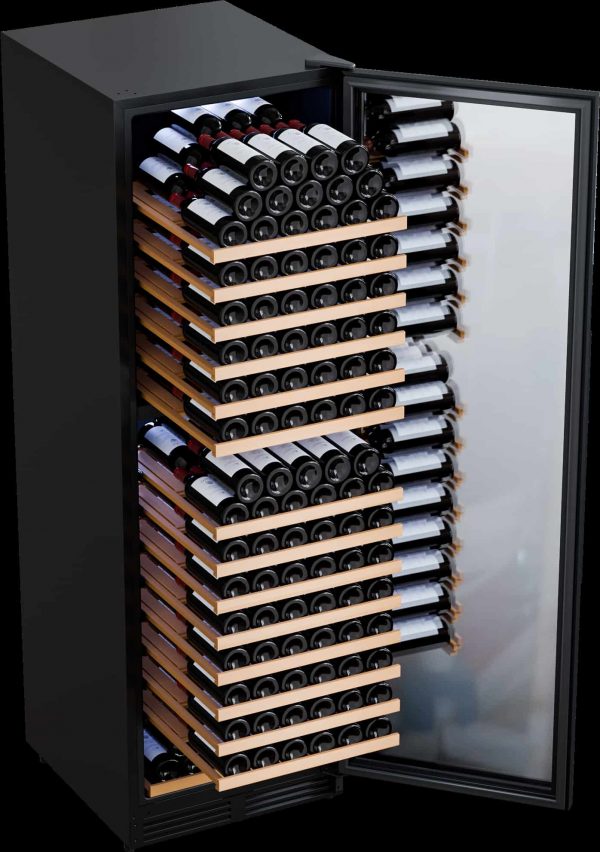 Avelis Dual Zone Wine Cooler - Black Glass - 600 x 1950mm