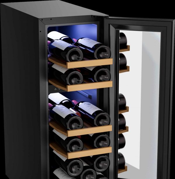 Avelis 30cm Dual Zone Wine Cooler - Black Glass