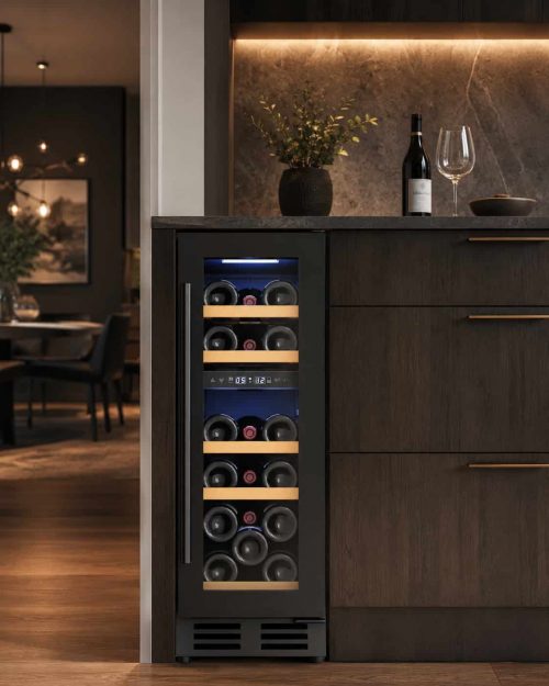 Avelis 30cm Dual Zone Wine Cooler - Black Glass
