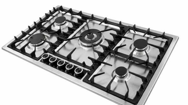 Avelis 90cm 5 Burner Stainless Steel Gas Hob - Central Wok Burner - A91CENTRAL-SS