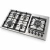 Avelis 90cm 5 Burner Stainless Steel Gas Hob - Right Wok Burner - AA91RIGHT-SS