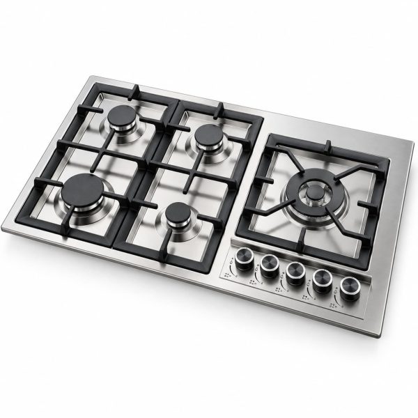 Avelis 90cm 5 Burner Stainless Steel Gas Hob - Right Wok Burner - AA91RIGHT-SS