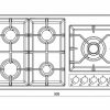 Avelis 90cm 5 Burner Stainless Steel Gas Hob - Right Wok Burner - AA91RIGHT-SS